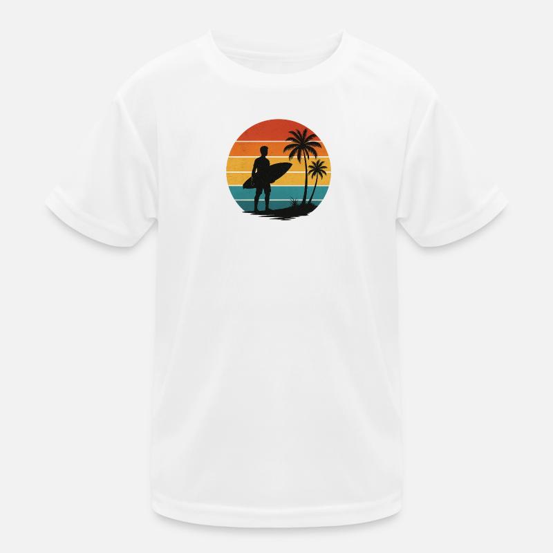 Silhouette rétro de surfeur sur la plage T-shirt sport Enfant