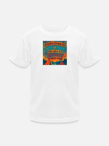 Zeltplatz Melodie der Auszeit - Kinder Funktions-T-Shirt - Weiß - Vorne