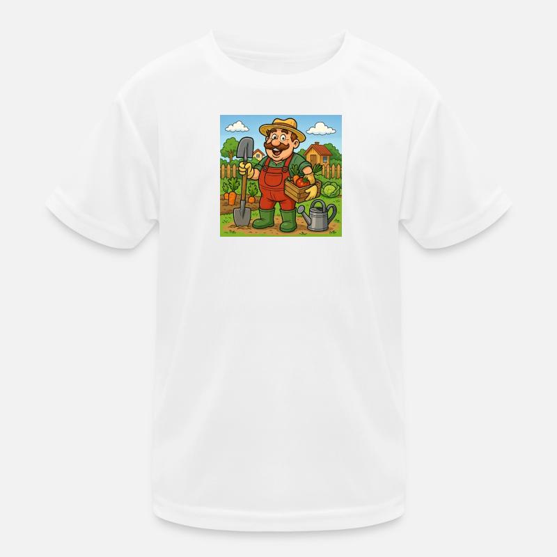 Bauer mit Erntekorb Kinder Funktions-T-Shirt