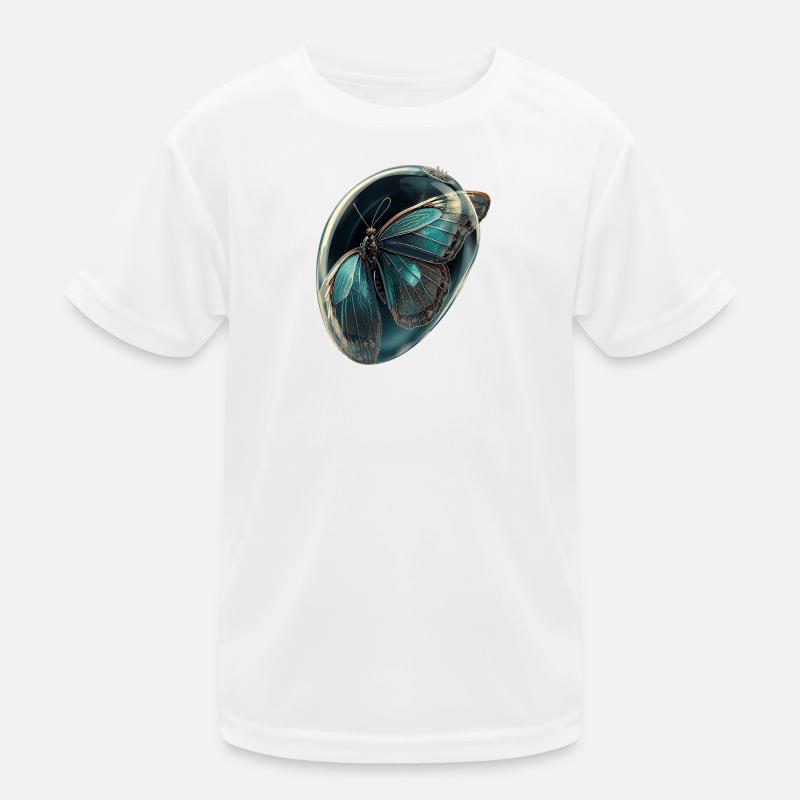 Teal Bubble Butterfly Kids Functional T-Shirt
