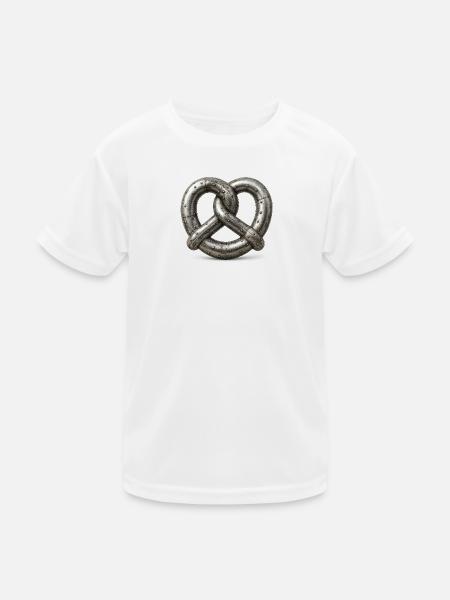 Genietetes Metall, ineinander verschlungene Metallbrezel aus Blech - Kinder Funktions-T-Shirt - Weiß - Vorne