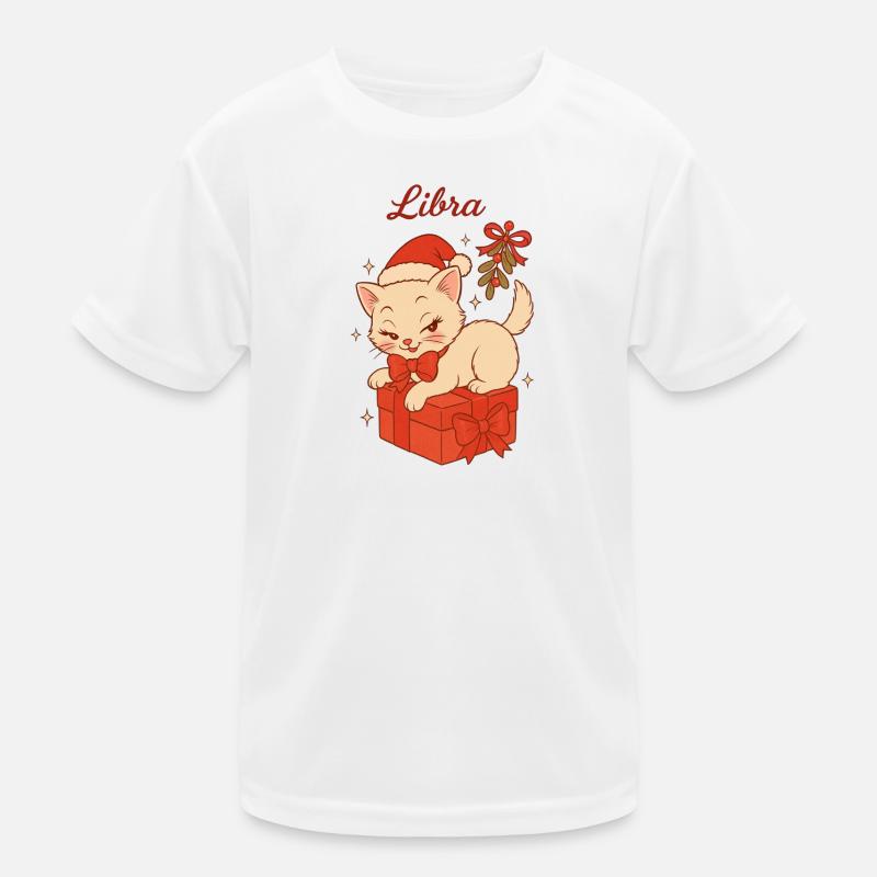 Libra Christmas Kitten Gift - Kids Functional T-Shirt - white