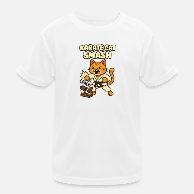 Karate Katze Smash - Kinder Funktions-T-Shirt - Weiß