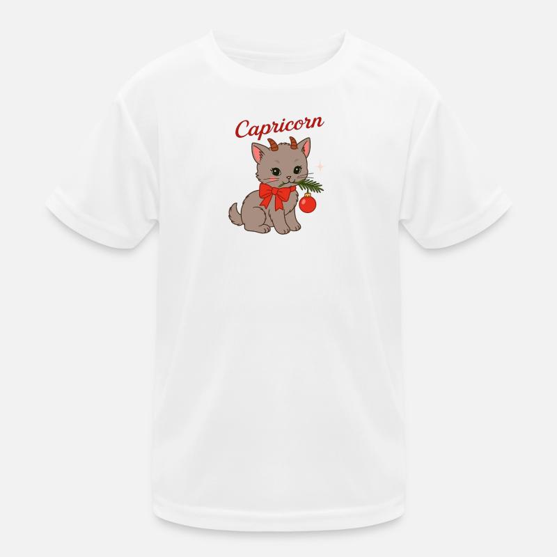 Capricorn Cat Magic Festive Day Kids Functional T-Shirt