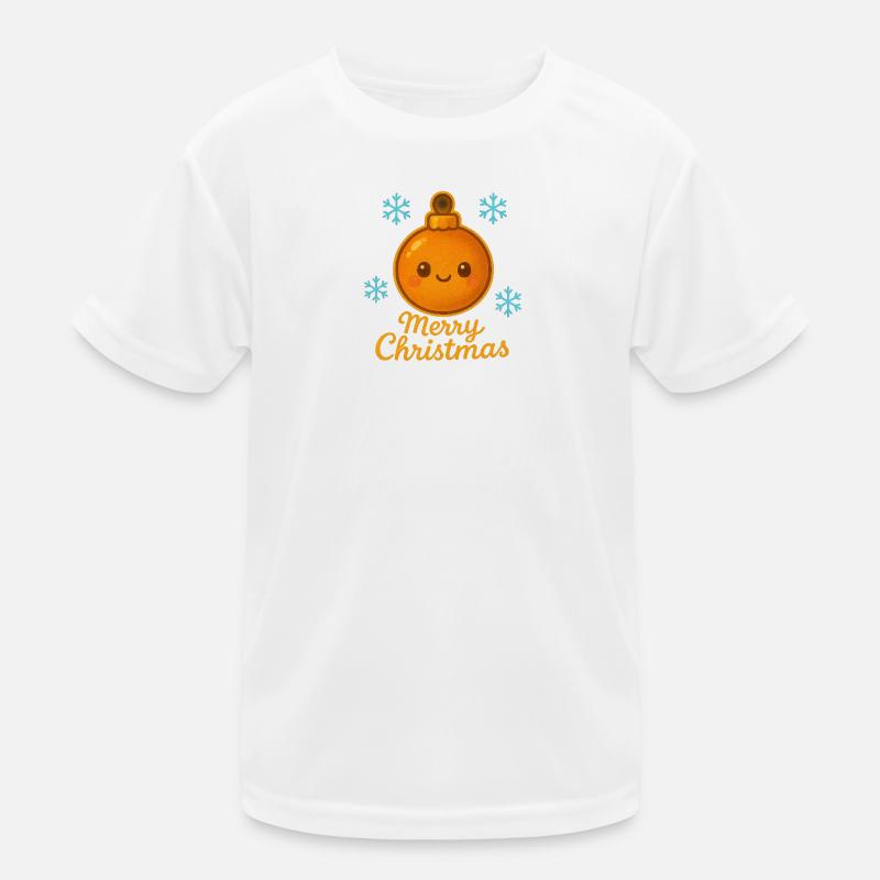 Orangene Kugel mit Schneeflocken Kinder Funktions-T-Shirt