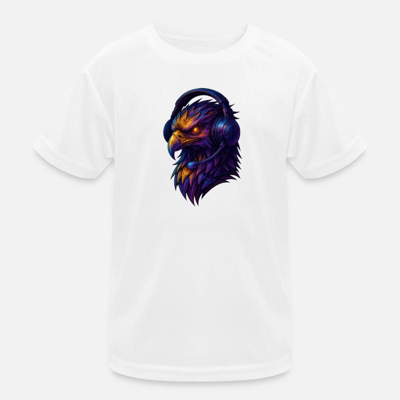 Neon eagle with headset Kids Functional T-Shirt