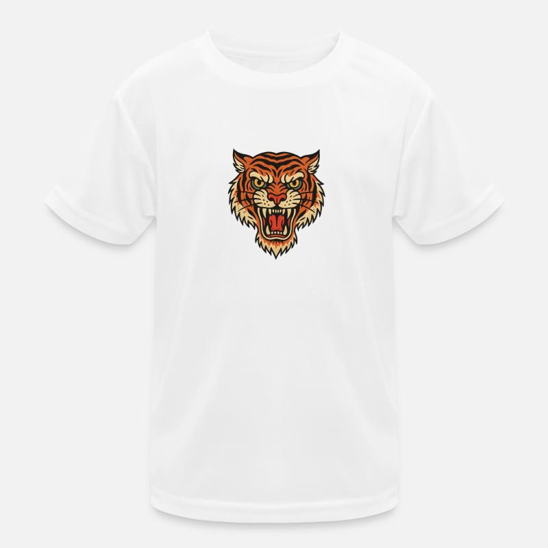 Wilder Tigerkopf Patch-Design Kinder Funktions-T-Shirt