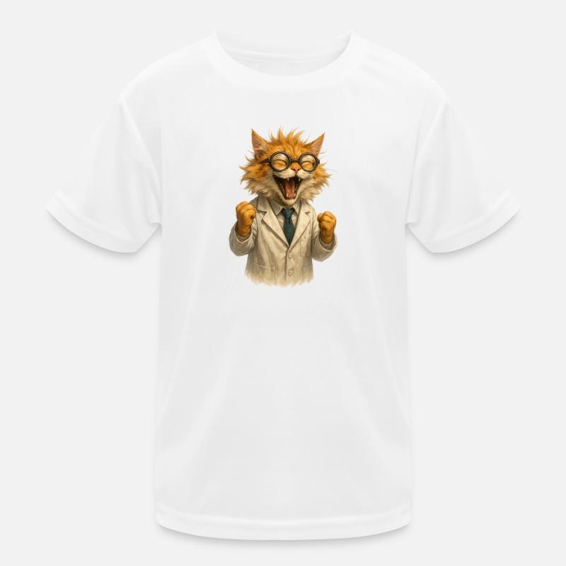 Scientific Cat in White Coat Kids Functional T-Shirt