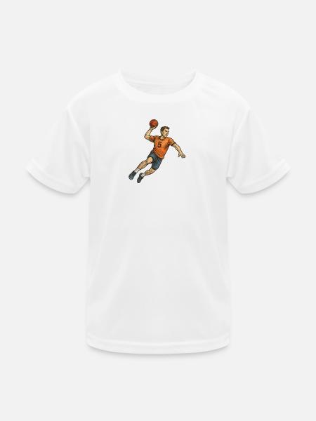 Handball Spieler im Angriff - Kinder Funktions-T-Shirt - Weiß - Vorne