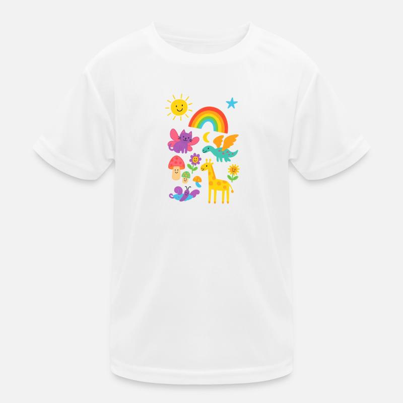 Bunte Kinderwelt: Regenbogen & Tiere Kinder Funktions-T-Shirt