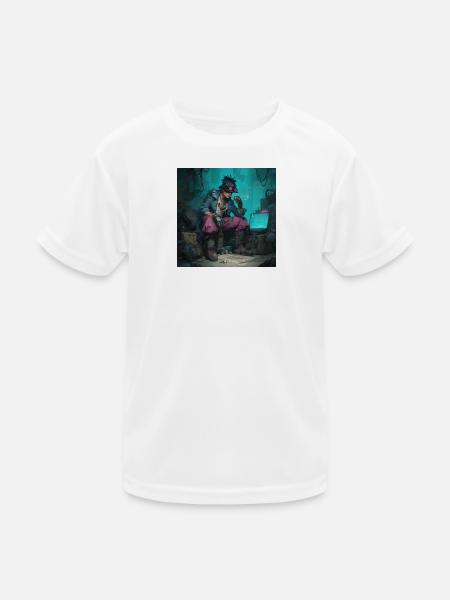 Lucky Cyberpirate Portrait - Kids Functional T-Shirt - white