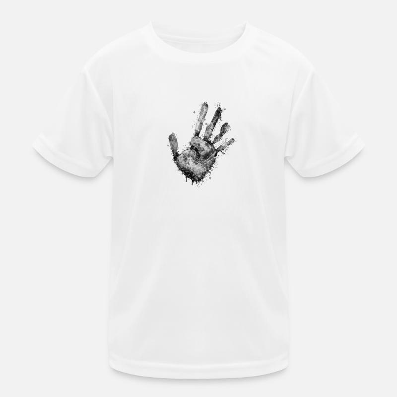 Pulver Handabdruck Graustufen Kinder Funktions-T-Shirt