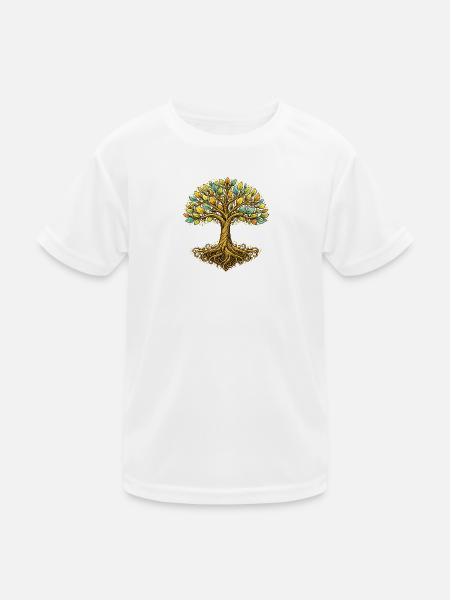 Stilisierter Lebensbaum – Natürliche Harmonie - Kinder Funktions-T-Shirt - Weiß