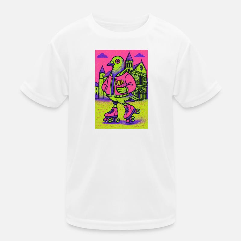 Neon_Pigeon_Roller-skater_2 - T-shirt sport Enfant - blanc