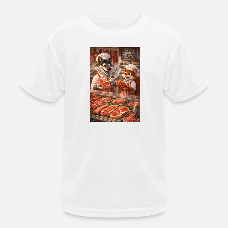 Mr le loup et Mr l'écureuil dans une boucherie T-shirt sport Enfant