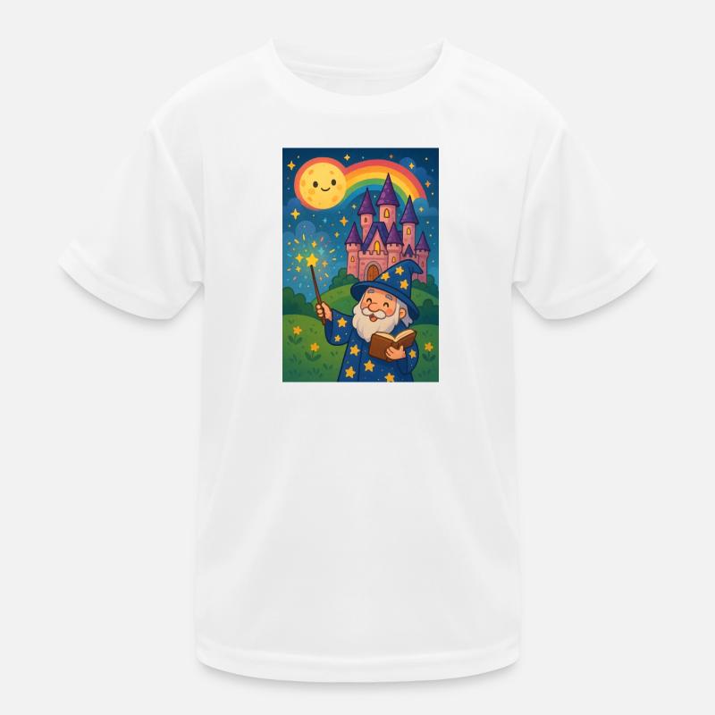 Arcane Sorcerer and Starry Castle - Kids Functional T-Shirt - white
