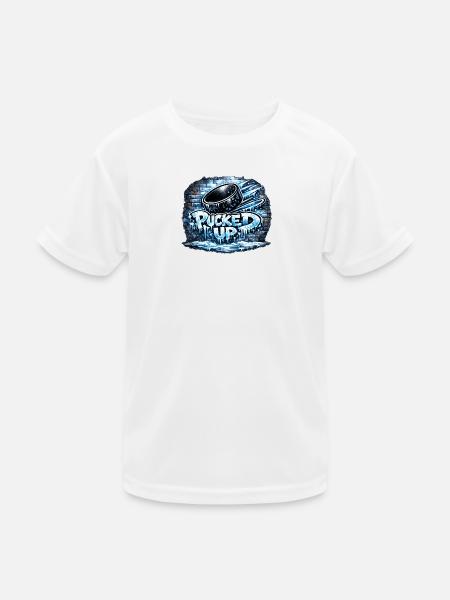 Pucked Up Graffiti Hockey - Kids Functional T-Shirt - white