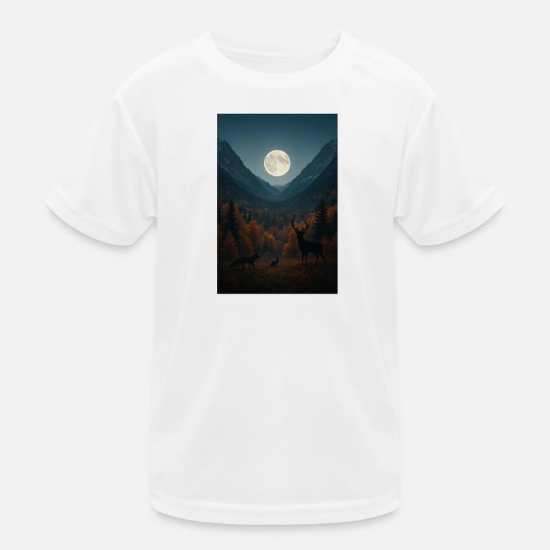 Lunar light on forest valley Kids Functional T-Shirt