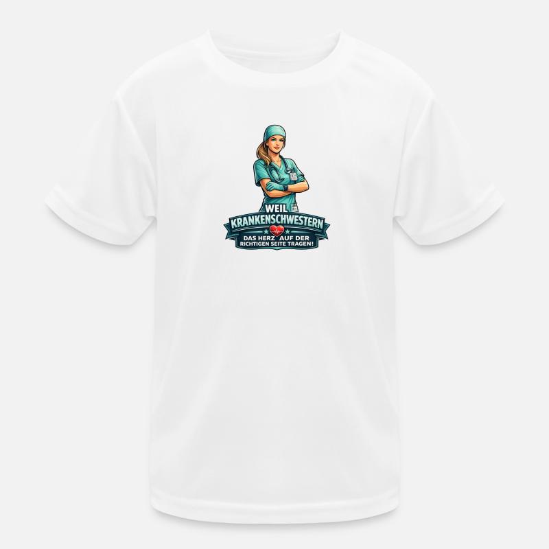 Nurse Heart Side Design Kids Functional T-Shirt