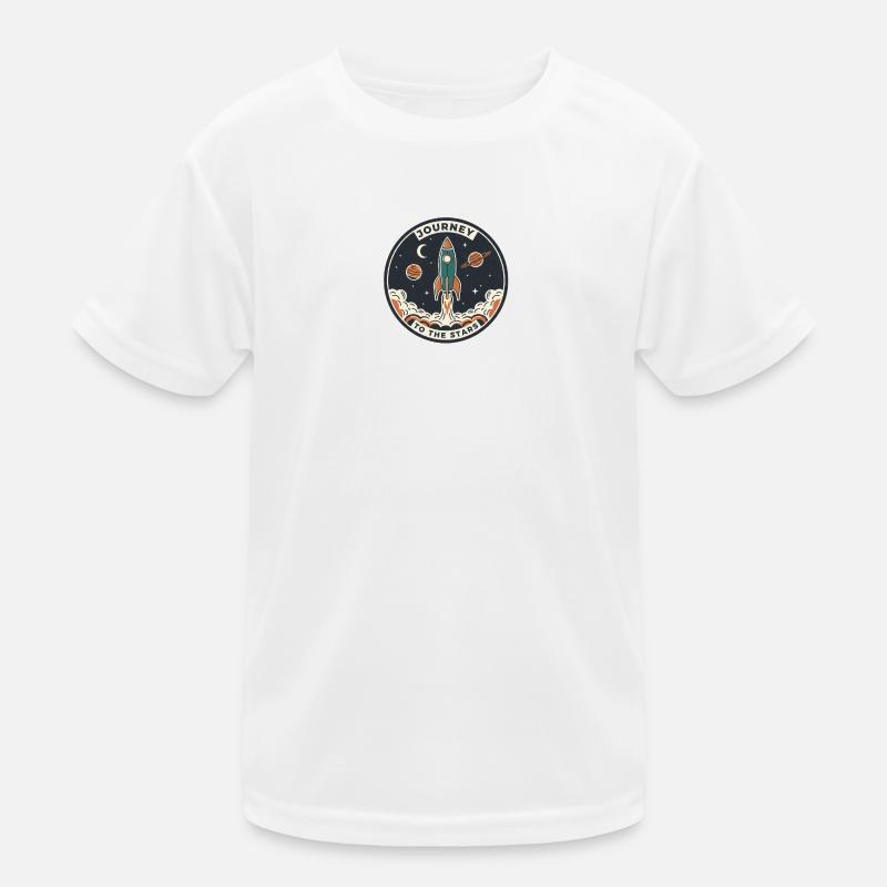 Rocket Journey to the Starry Sky Patch - Kids Functional T-Shirt - white
