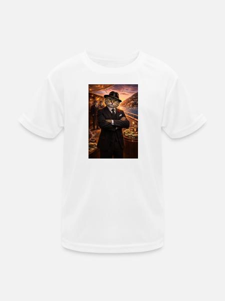 Kater auf Yacht - Kinder Funktions-T-Shirt - Weiß - Vorne