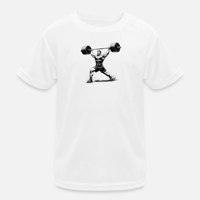 Strongman Weight Lifting Illustration Kids Functional T-Shirt