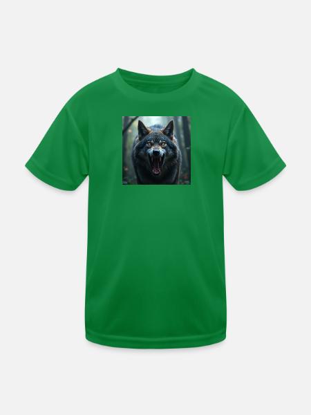 Aggressive wolf - Kids Functional T-Shirt - kelly green - Front