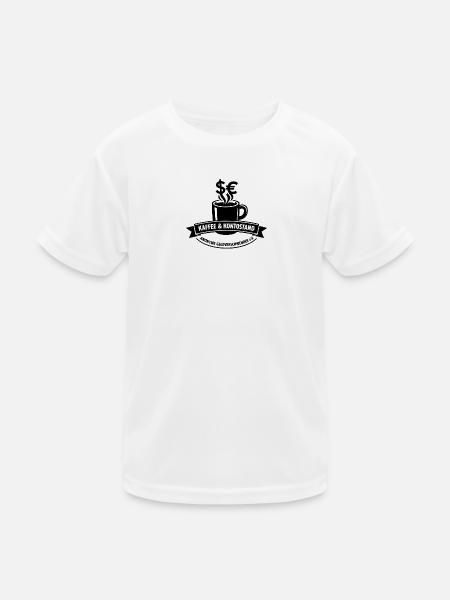 Kaffee & Kontostand Motiv - Kinder Funktions-T-Shirt - Weiß - Vorne