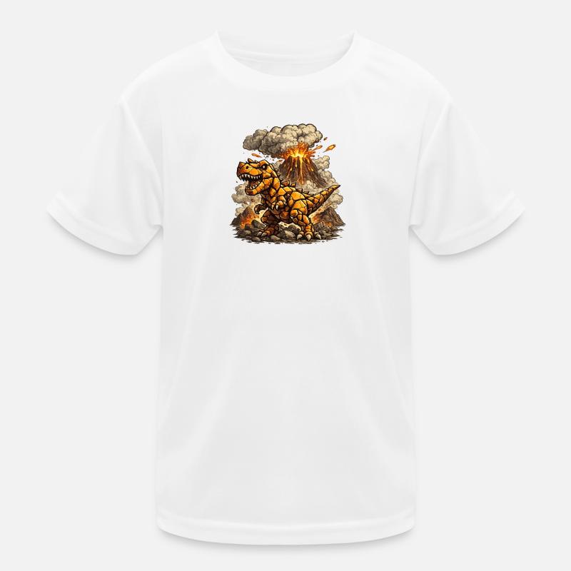 Fire Lava T-Rex Kids Functional T-Shirt