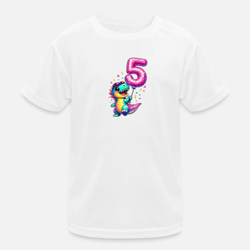 5e anniversaire du Ballon Dino Coloré T-shirt sport Enfant