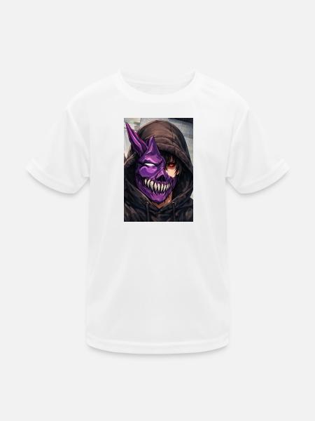 Demon Mask in Hoodie - Kids Functional T-Shirt - white
