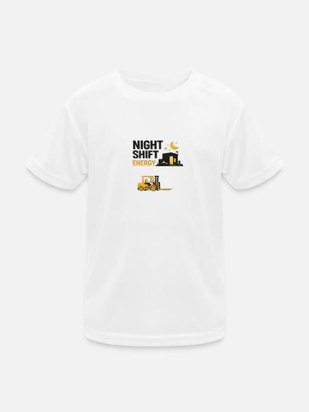 Nachtschicht Energy City Gabelstapler - Kinder Funktions-T-Shirt - Weiß - Vorne