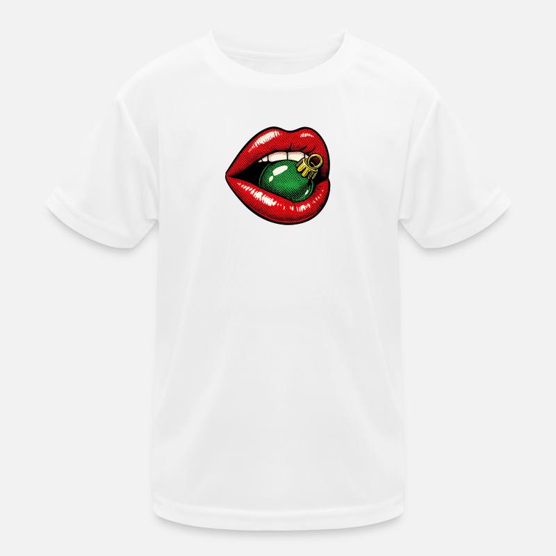 roter Weihnachtskußmund . KI generiert Kinder Funktions-T-Shirt