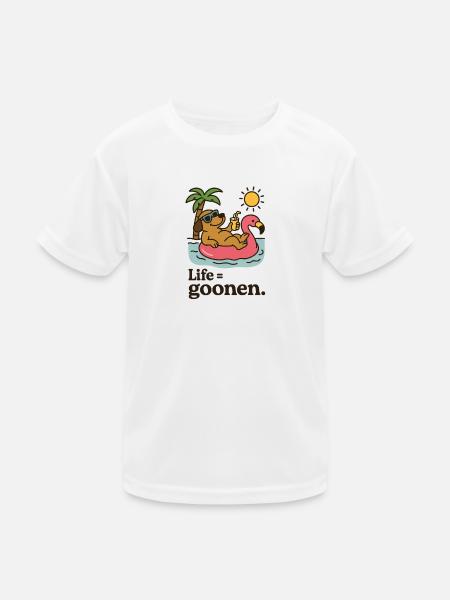 Sonnenbad Hund auf Flamingo-Float - Kinder Funktions-T-Shirt - Weiß - Vorne