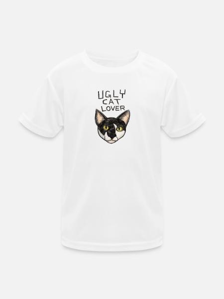 Hässlicher Katzenliebhaber Katzengesicht-Tee - Kinder Funktions-T-Shirt - Weiß - Vorne