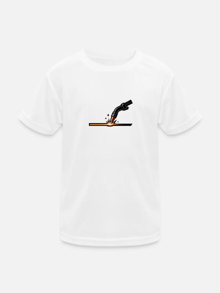 Schweißer Funken Metall Industrie Arbeit Stolz - Kinder Funktions-T-Shirt - Weiß - Vorne