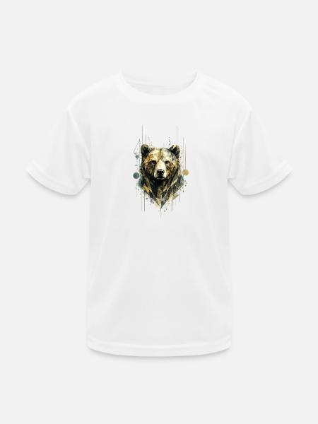 Wild Geometry Bear - Kids Functional T-Shirt - white