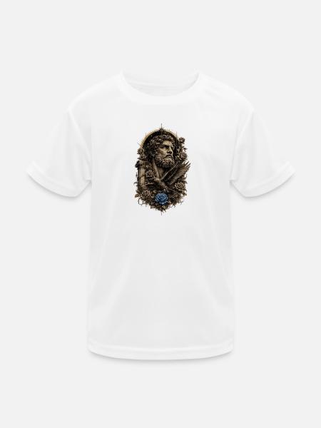 Art de tatouage avec une rose bleue - T-shirt sport Enfant - blanc - Devant