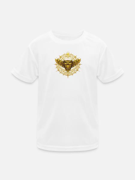 Golden Metatron Totem Owl - Kids Functional T-Shirt - white - Front