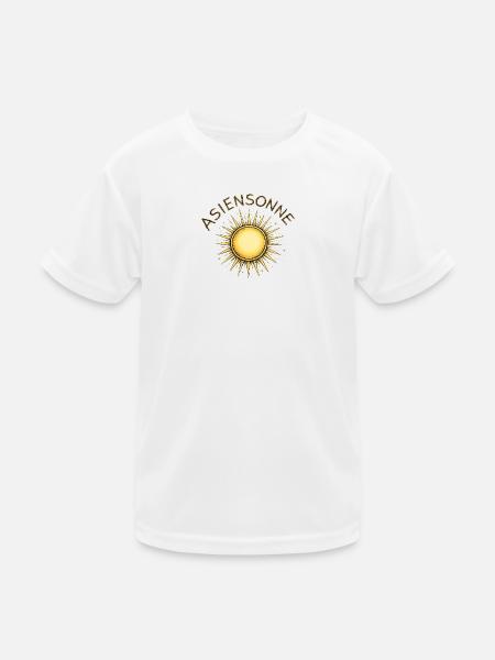 Goldene Sonnenstrahlen Emblem - Kinder Funktions-T-Shirt - Weiß - Vorne