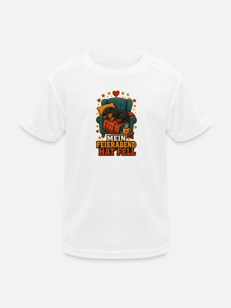 Mein Feierabend hat Fell - Kinder Funktions-T-Shirt - Weiß - Vorne