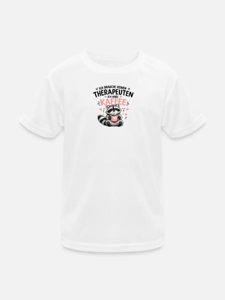 Kaffee Kuschelraccoon mit Herz - Kinder Funktions-T-Shirt - Weiß - Vorne
