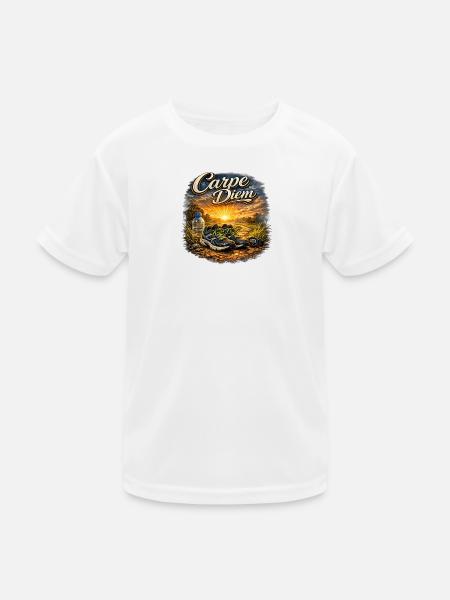 Carpe Diem Morgensport Sonnenaufgang - Kinder Funktions-T-Shirt - Weiß - Vorne