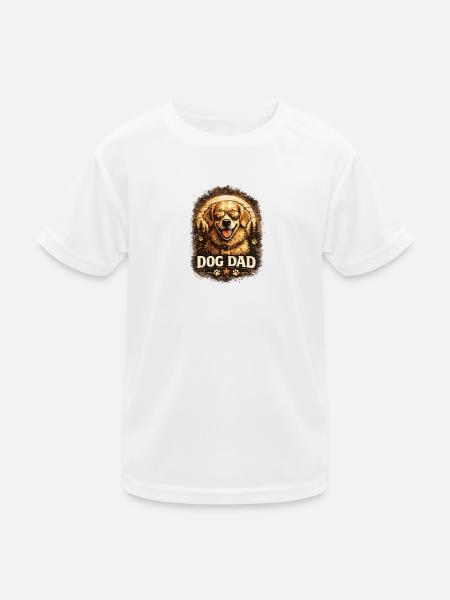 Dog father with sunglasses - Kids Functional T-Shirt - white - Front