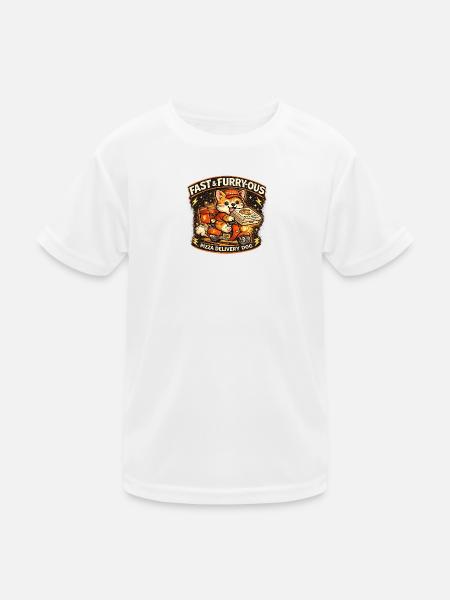 Pizzalieferhund auf Roller - Kinder Funktions-T-Shirt - Weiß - Vorne