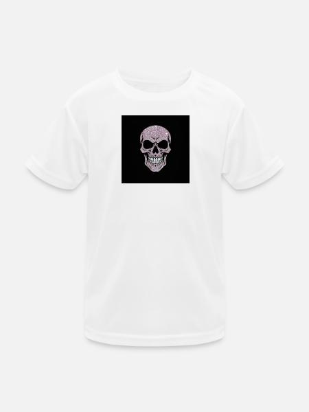 Glitzernder Totenschädel auf Schwarz - Kinder Funktions-T-Shirt - Weiß - Vorne