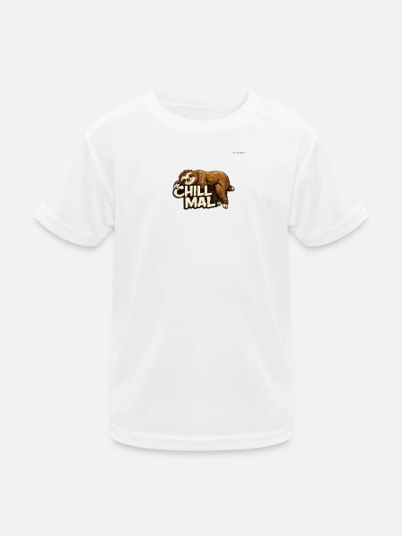 Chill Mal Sloth Illustration - Kinder Funktions-T-Shirt - Weiß - Vorne