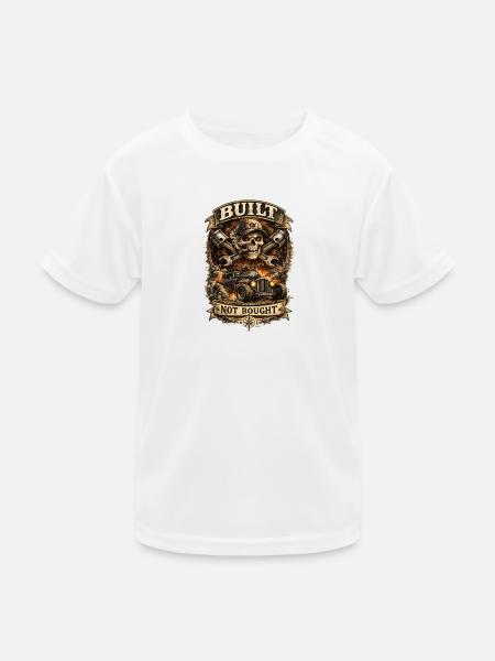 Gebaut Nicht Gekauft: Schädel Truck - Kinder Funktions-T-Shirt - Weiß - Vorne