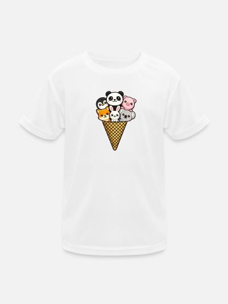 Eiscreme (nicht vegan) - Kinder Funktions-T-Shirt - Weiß - Vorne