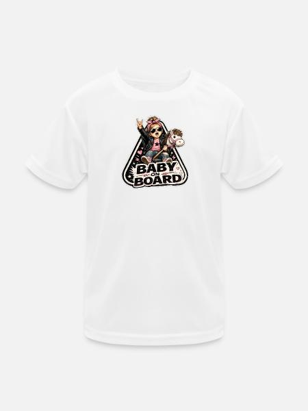 Baby on Board Rocker Style - Kids Functional T-Shirt - white - Front